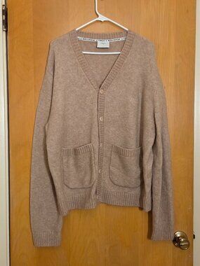 Percival Have A Nice Day Cardigan Sweater Mens L Tan Mohair Wool Preppy Academia